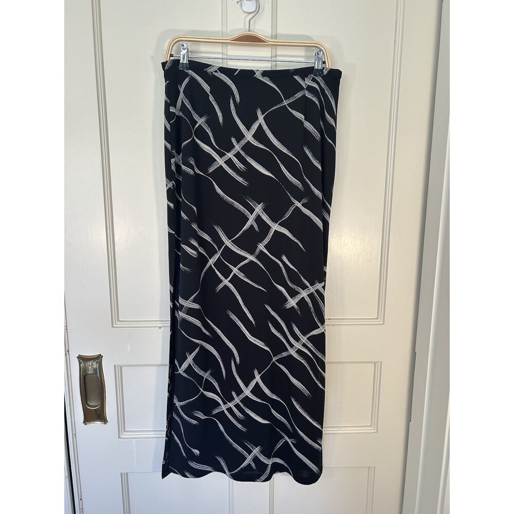 Vintage Cache Geometric Design Maxi Skirt Womens Size 12 Black White USA NWT